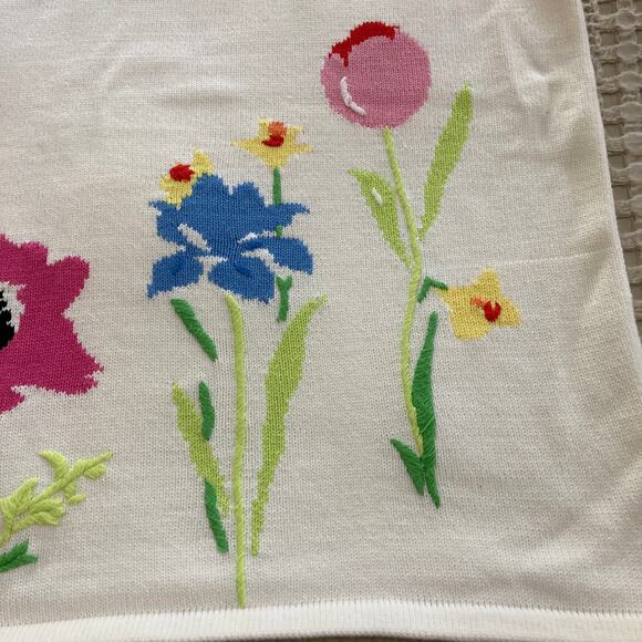 Liz Claiborne Sleeveless Sweater Knit Cotton Vest Floral Flower Design Womens 3x - Picture 3 of 9